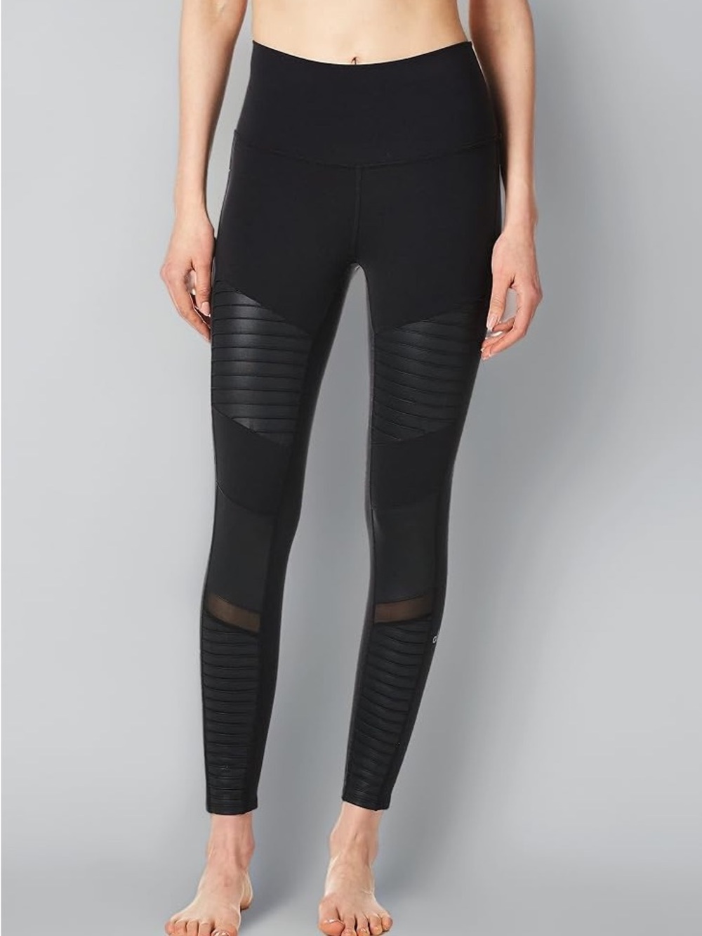 ALO Yoga Black High-Waist Moto-Panel Leggings size xs